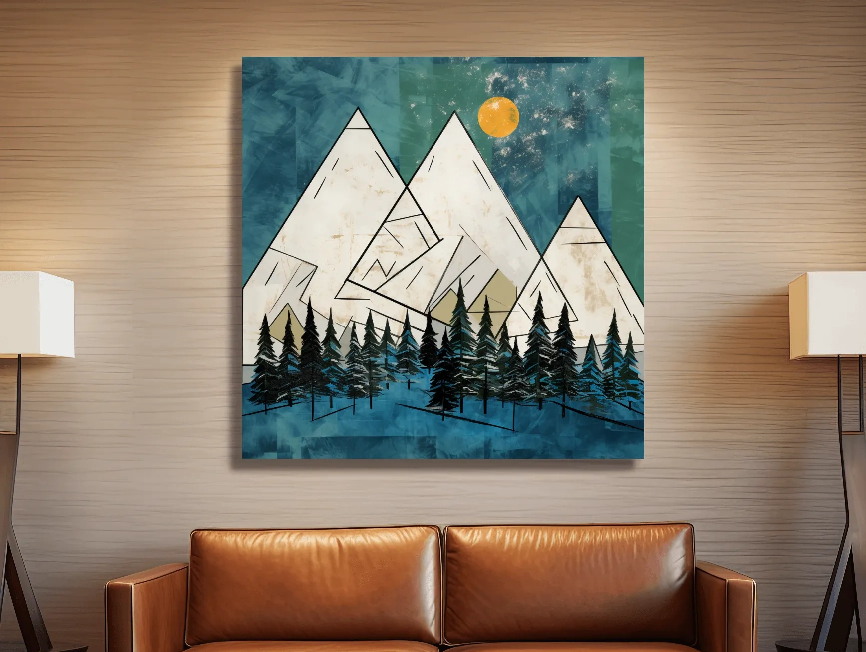 Mountain illustration artwork, treeline in the alpine