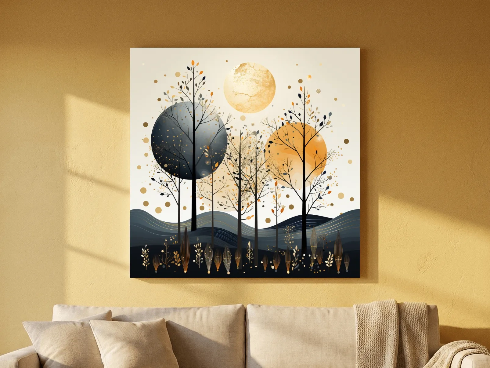 Chic Boho Tree Forest Landscape - Surreal Modern Wall Art
