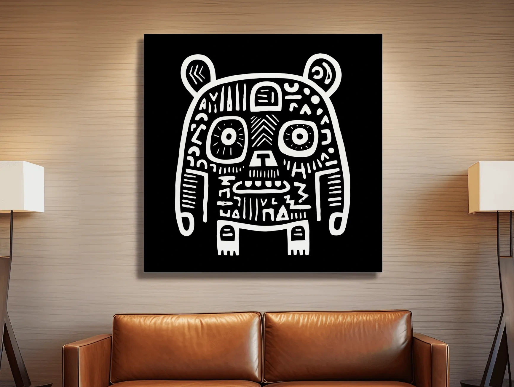 Bear artwork, quirky doodle style illustration