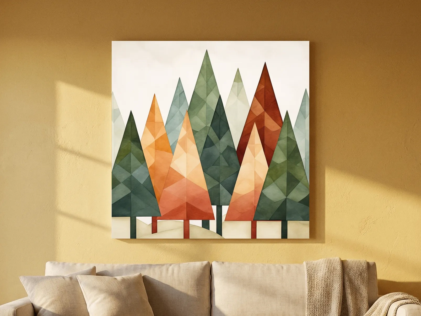 Rustic Watercolor Pine Forest - Scandinavian Nature Wall Art