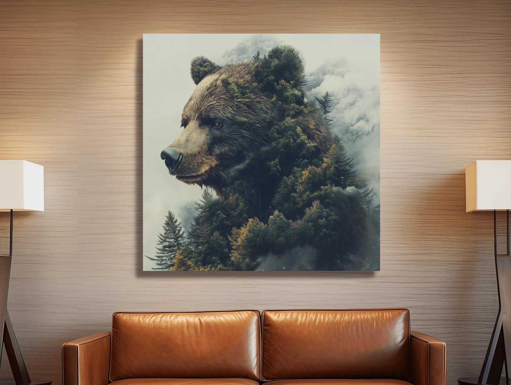 Surreal Grizzly Bear Forest - Wildlife Nature Wall Art