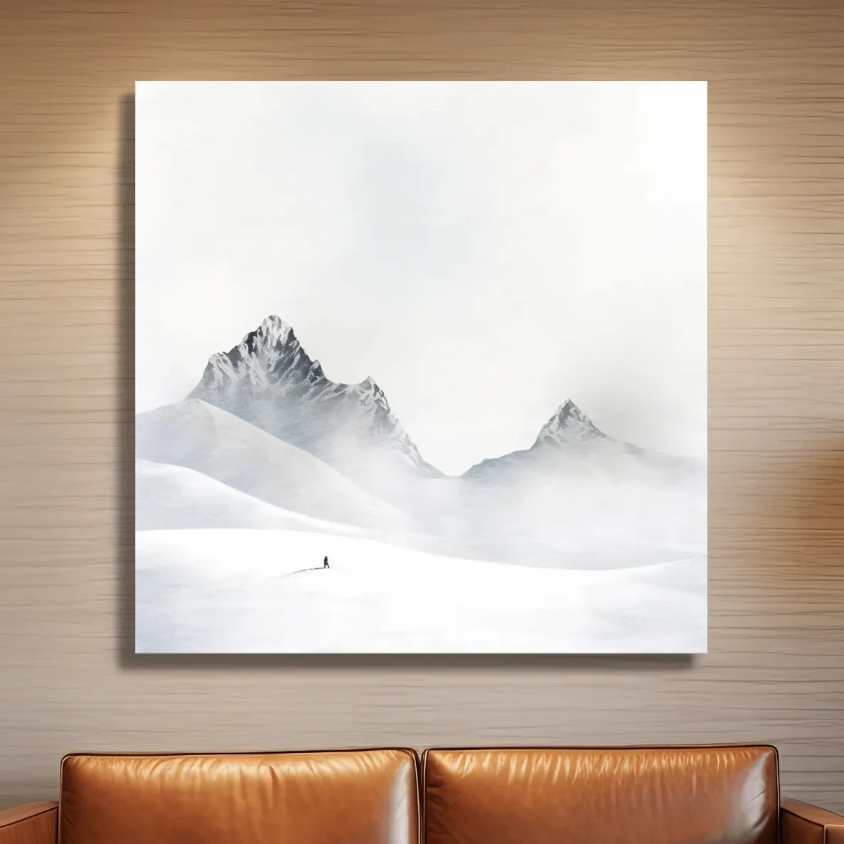 Black and White minimal mountain art