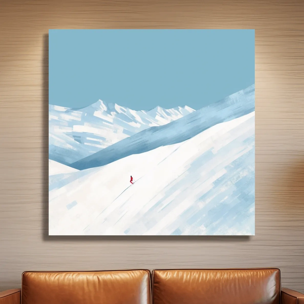 Simplistic painting, skier sends a line
