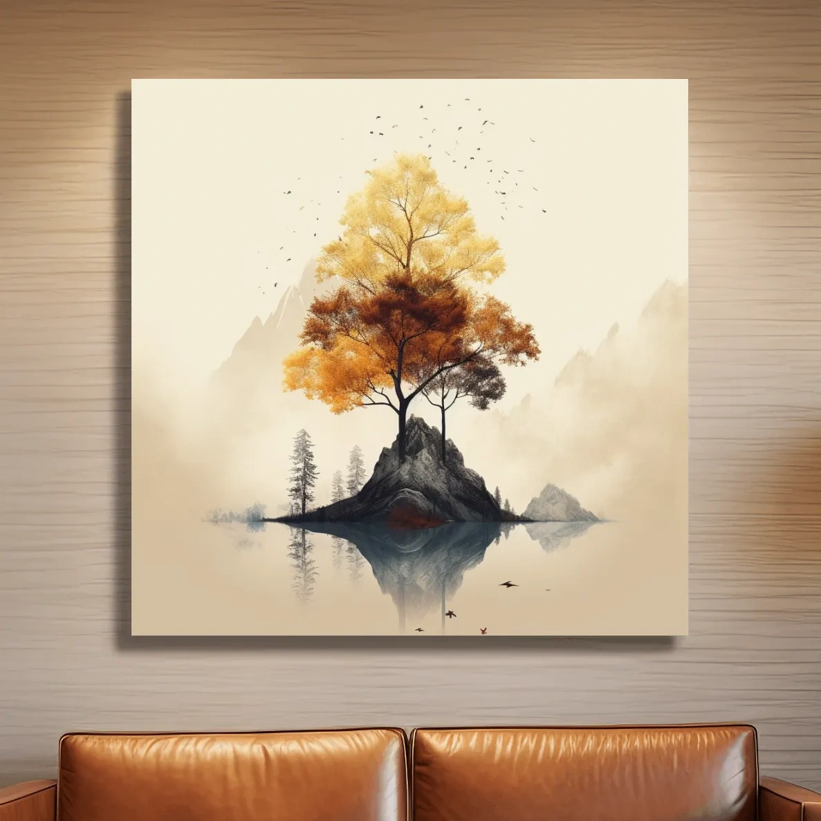 Minimal art, tree growing from rock
