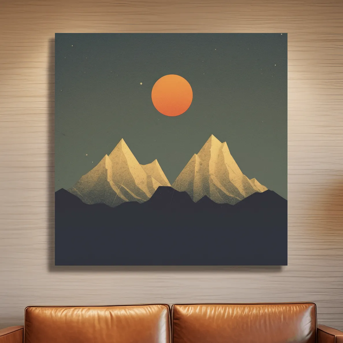 Minimal art of snow capped mountains