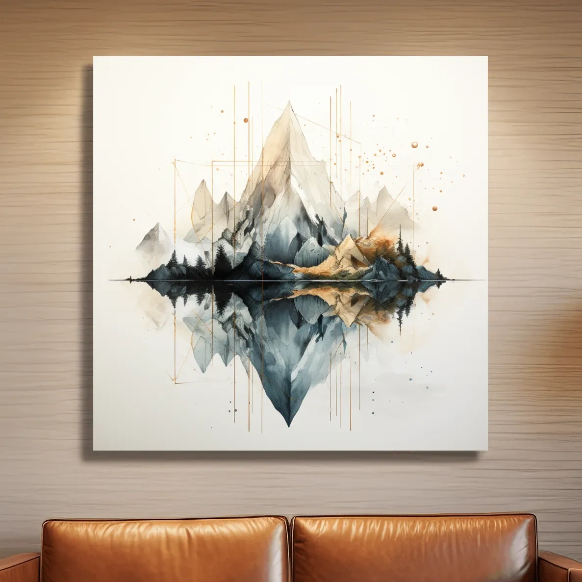 Minimal art of reflective mountains