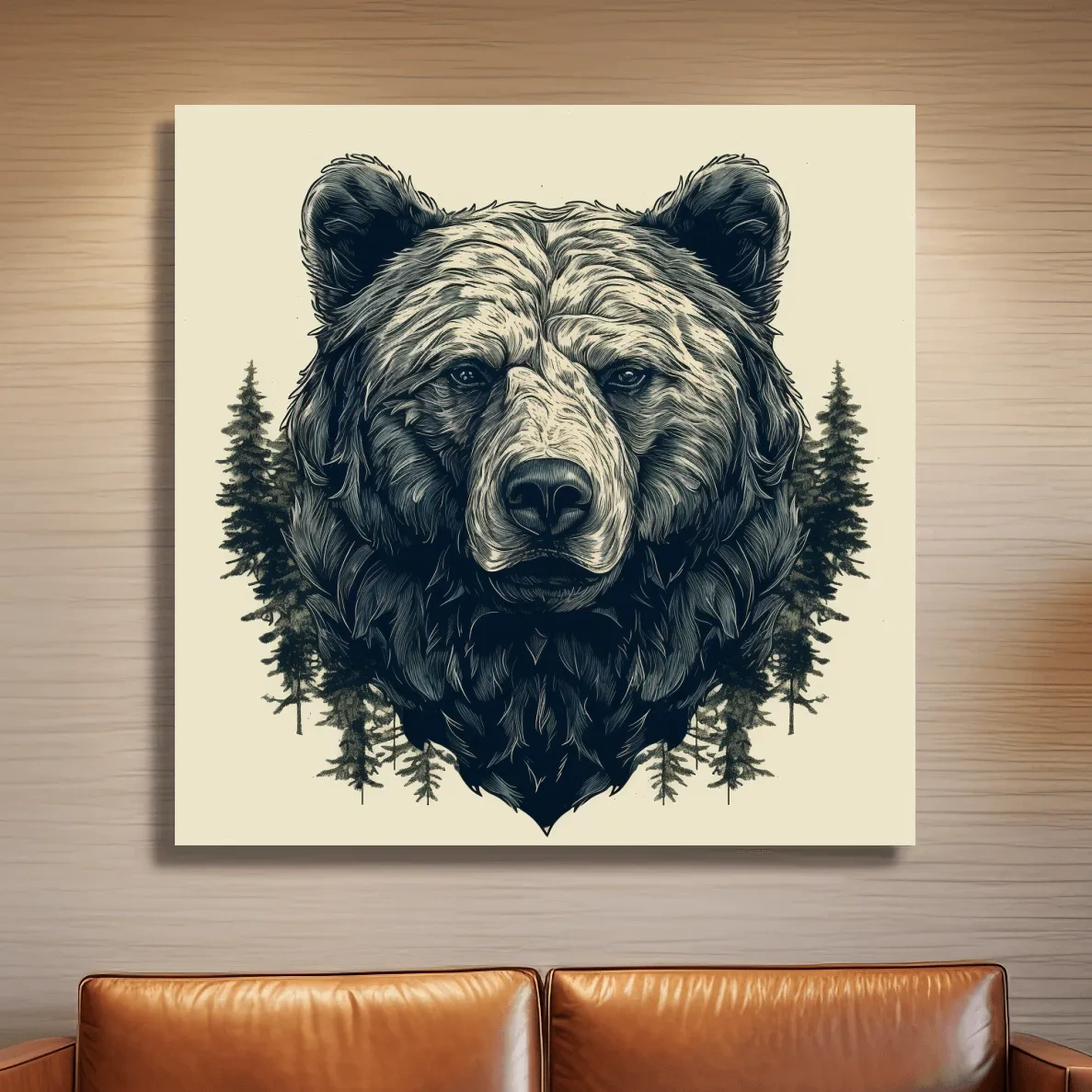 Grizzly Bear Portrait Illustration Artwork - Vintage Wilderness Forest Wall Art
