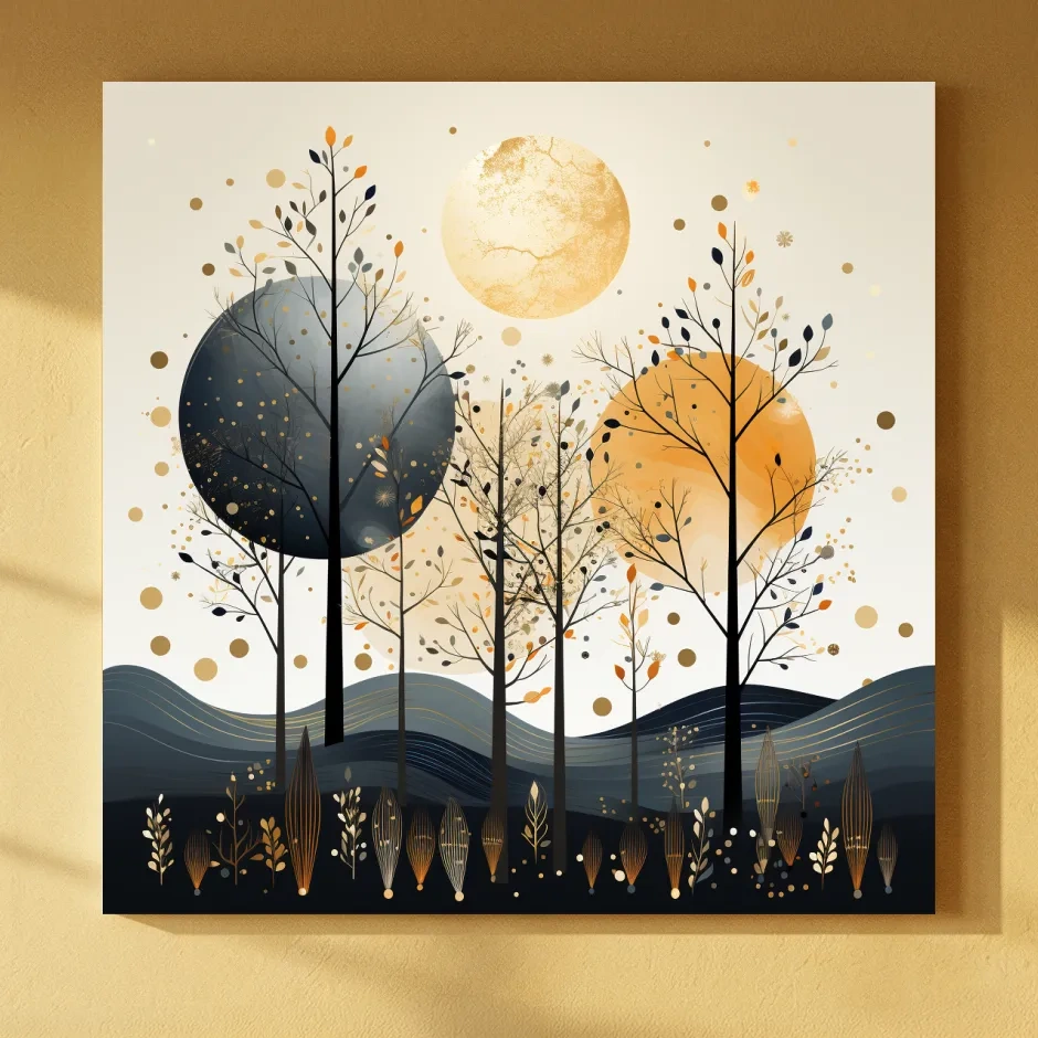 Chic Boho Tree Forest Landscape - Surreal Modern Wall Art