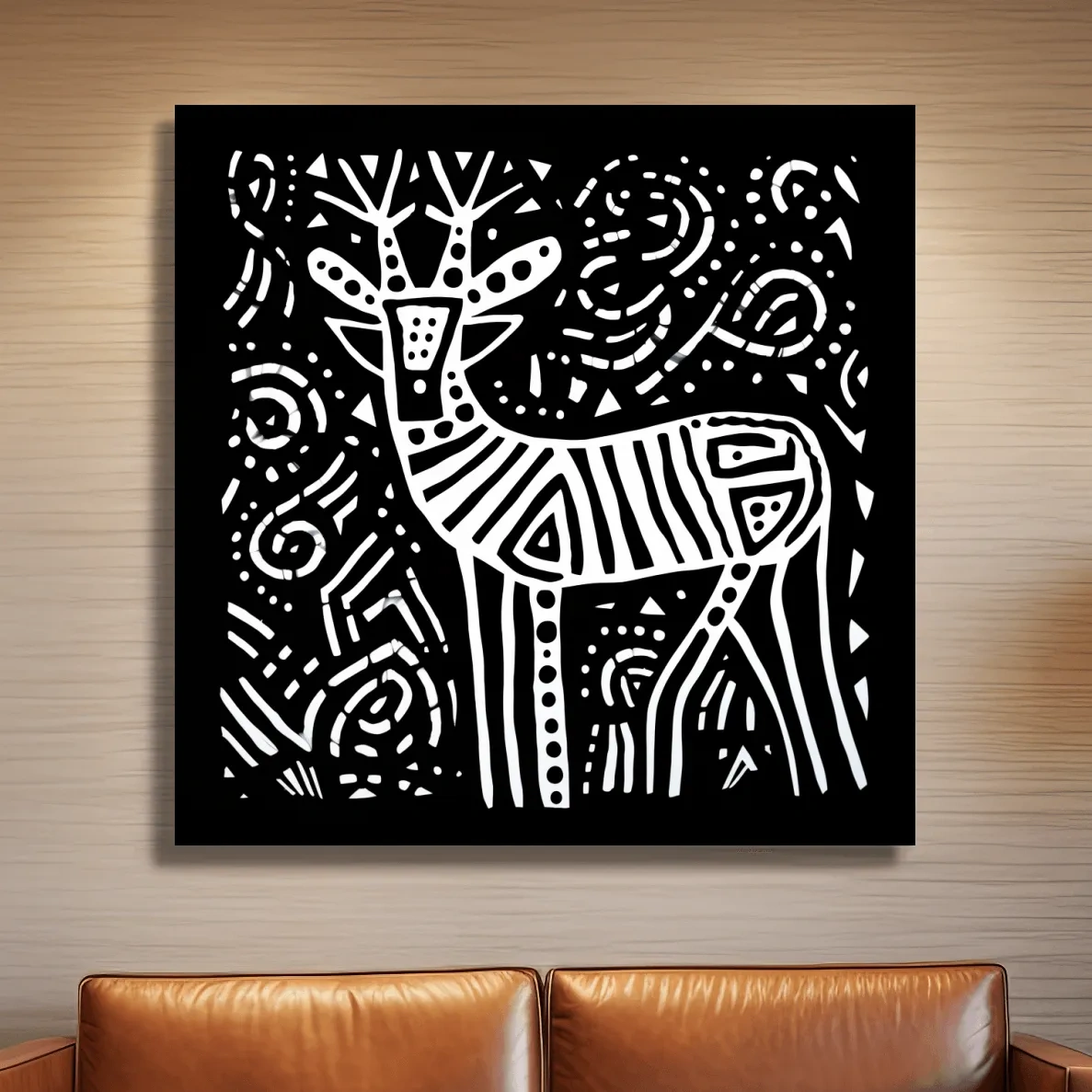 Simple tribal style doodle illustration of a deer