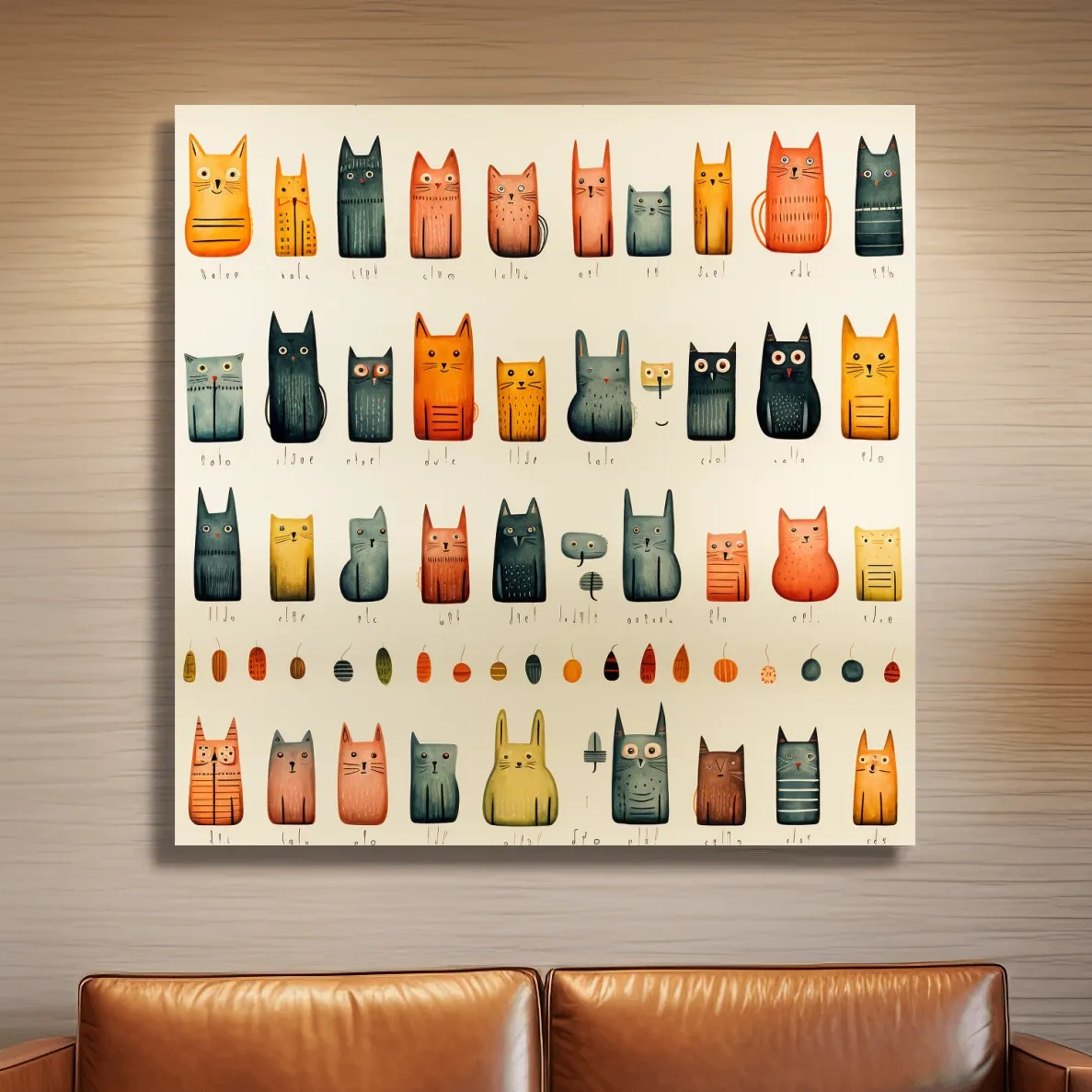 Quirky cats illustration artwork print