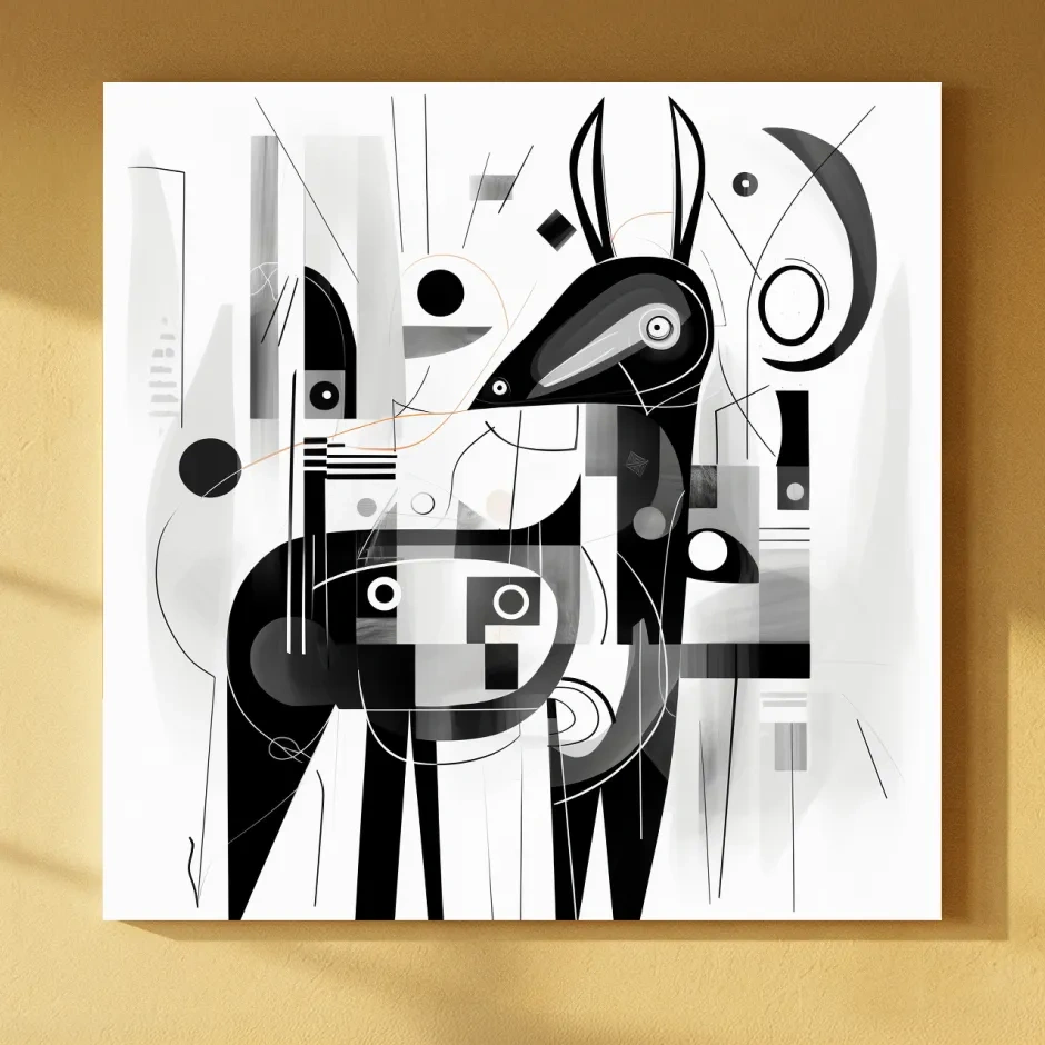Abstract Geometric Deer Illustration - Mid Century Animal Wall Art
