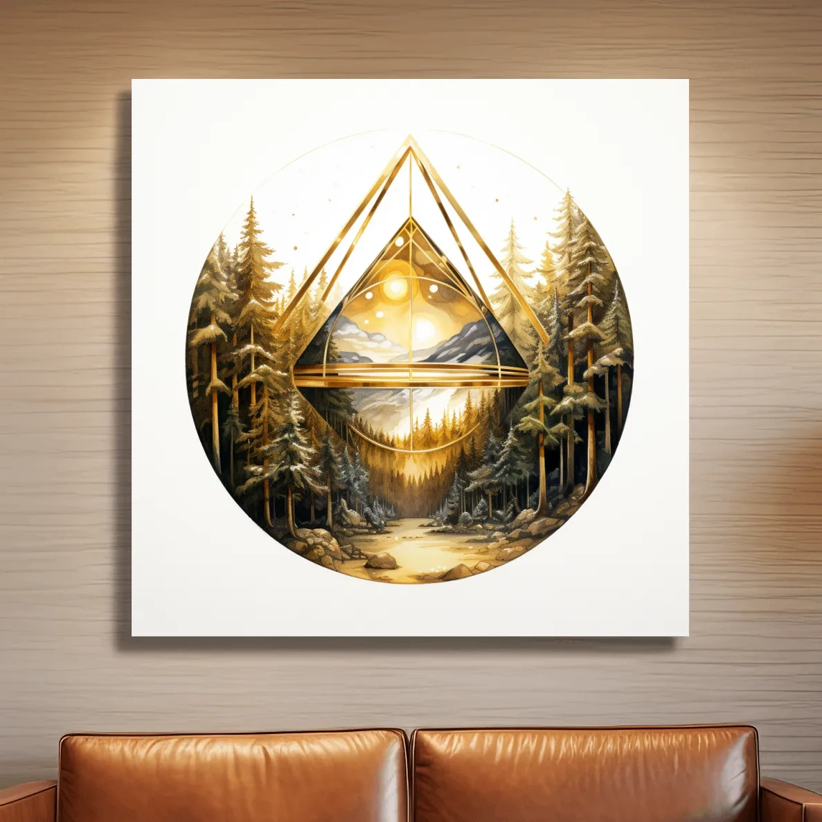 Elegant abstract golden forest painting
