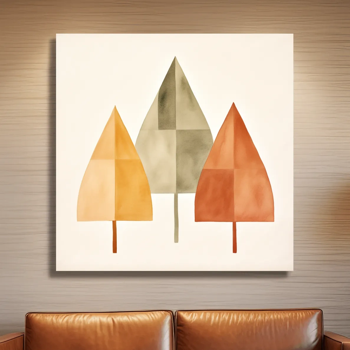 Minimal boho art, rustic trees