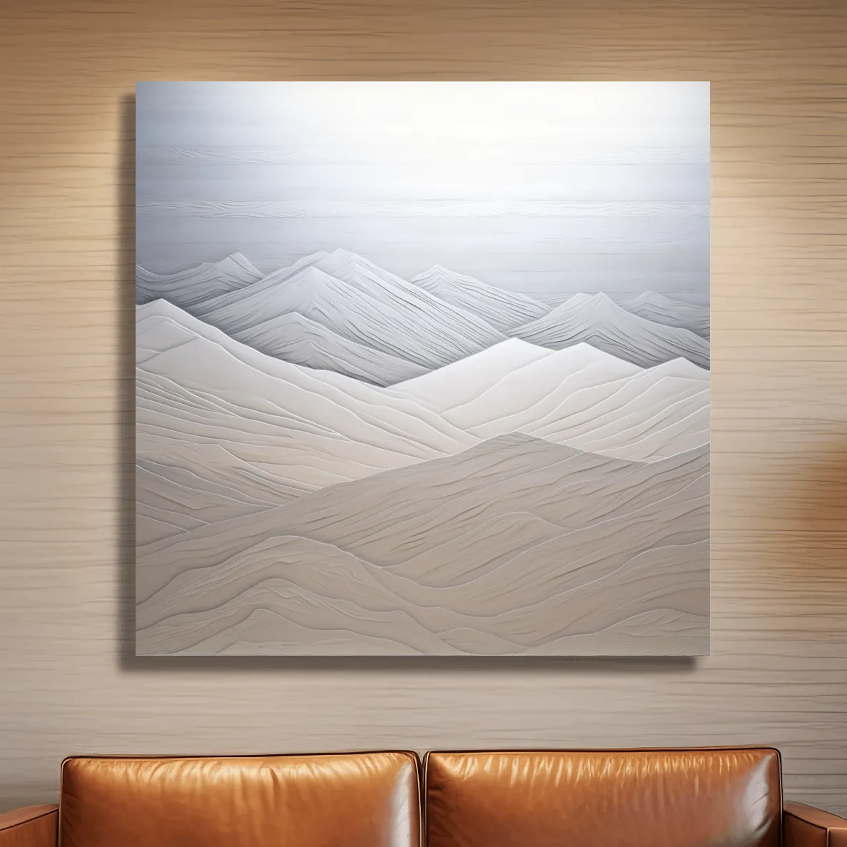 Minimalist Layered Mountain Relief Landscape - Monochrome Artwork