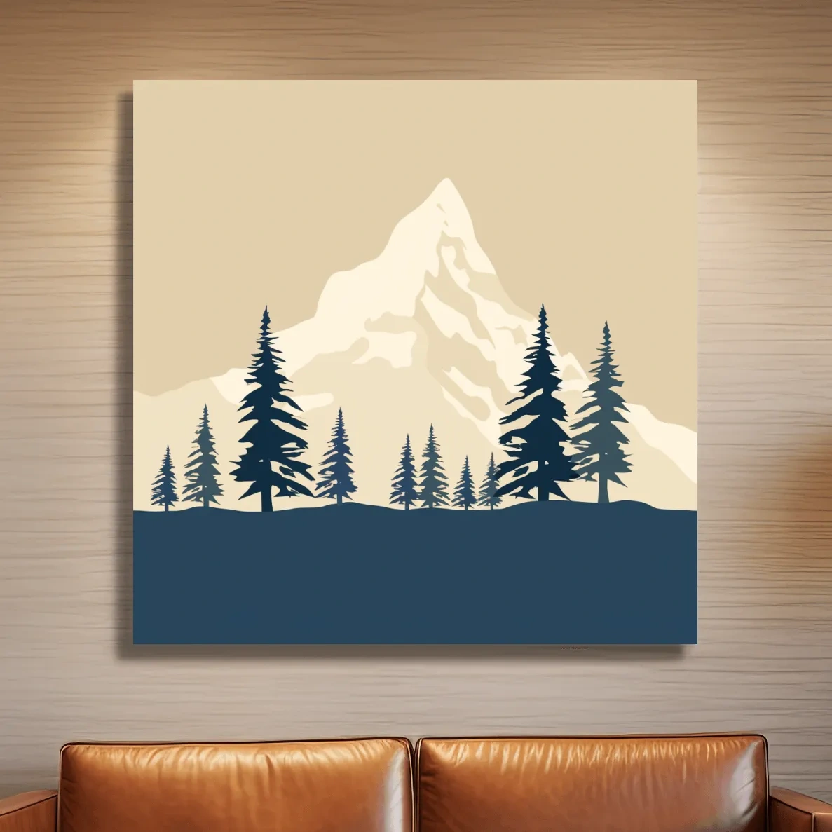 Minimalist Rustic Alpine Mountain Silhouette - Scandinavian Pine Forest Landscape Wall Art
