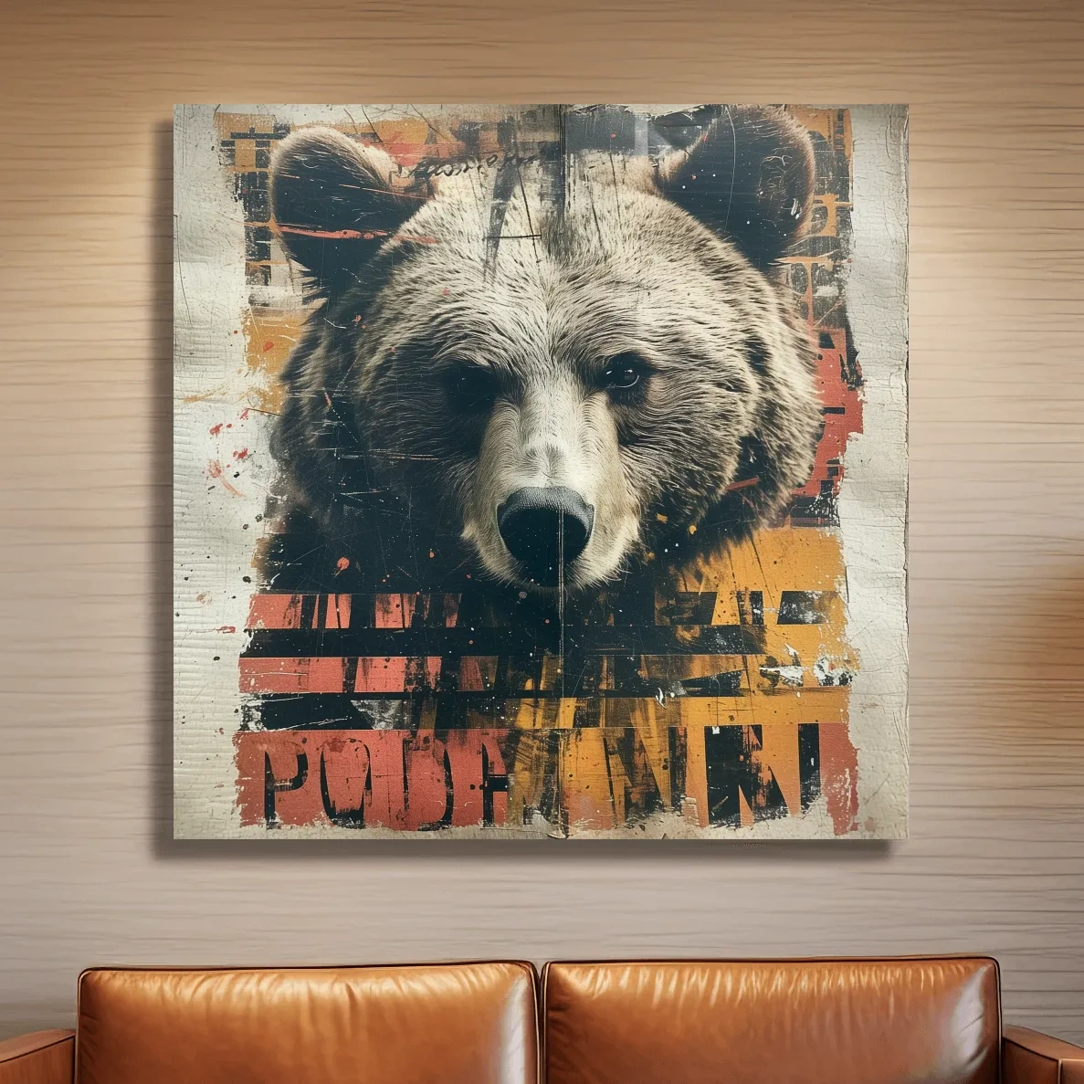 Grizzly bear collage artwork illustration