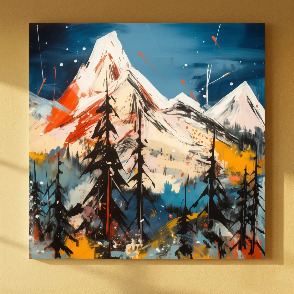 Vibrant Abstract Alpine Mountain Peaks - Bold Contemporary Painting Wall Art