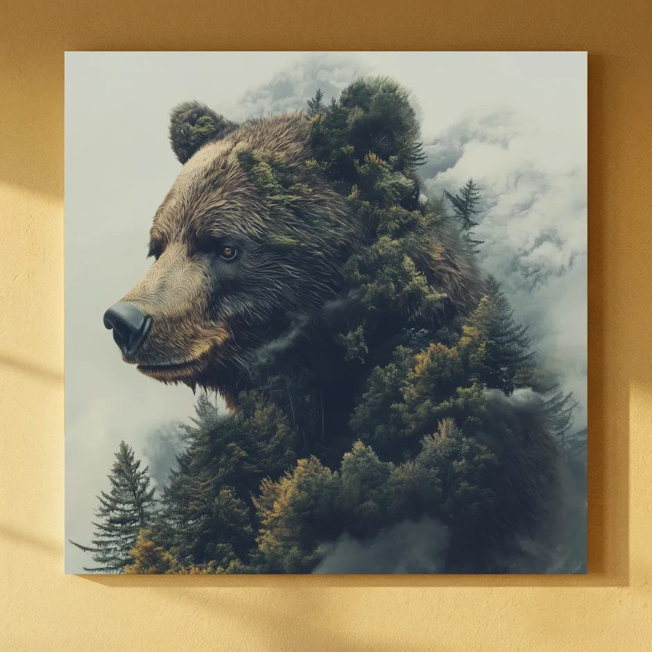 Surreal Grizzly Bear Forest - Wildlife Nature Wall Art