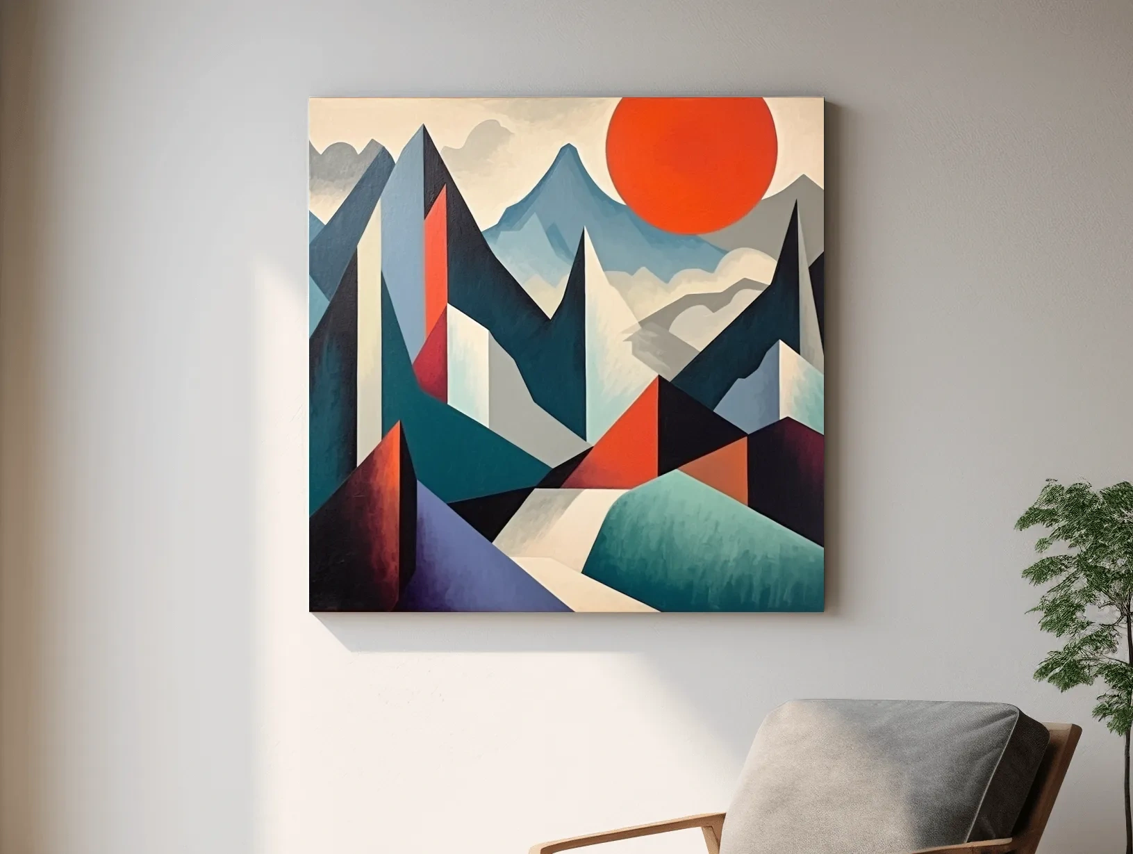 Abstract suprematism mountain painting