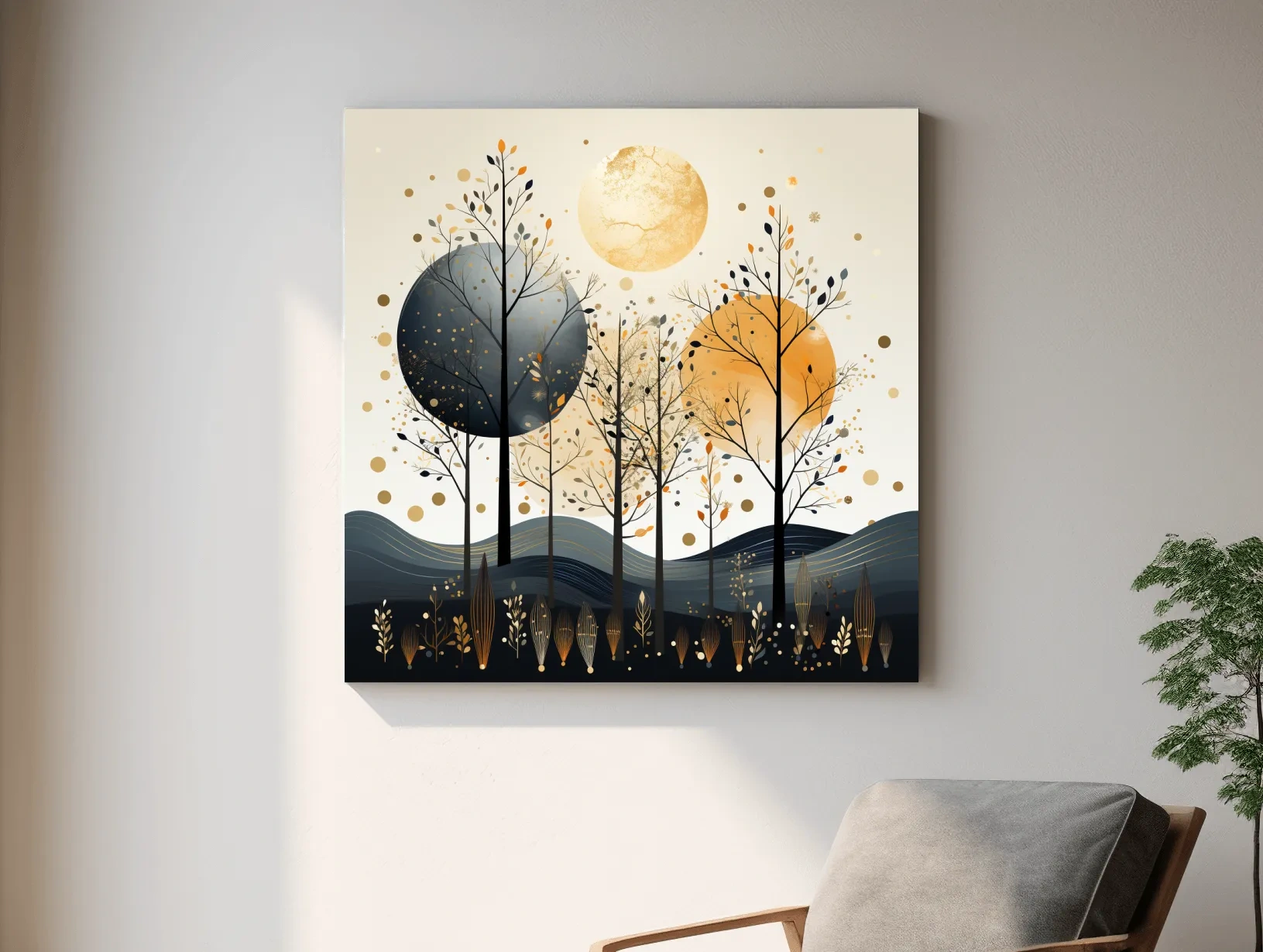Chic Boho Tree Forest Landscape - Surreal Modern Wall Art