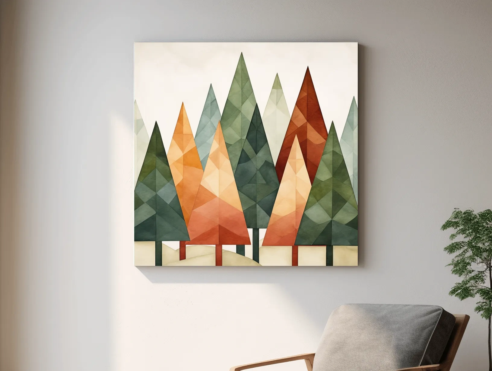 Rustic Watercolor Pine Forest - Scandinavian Nature Wall Art