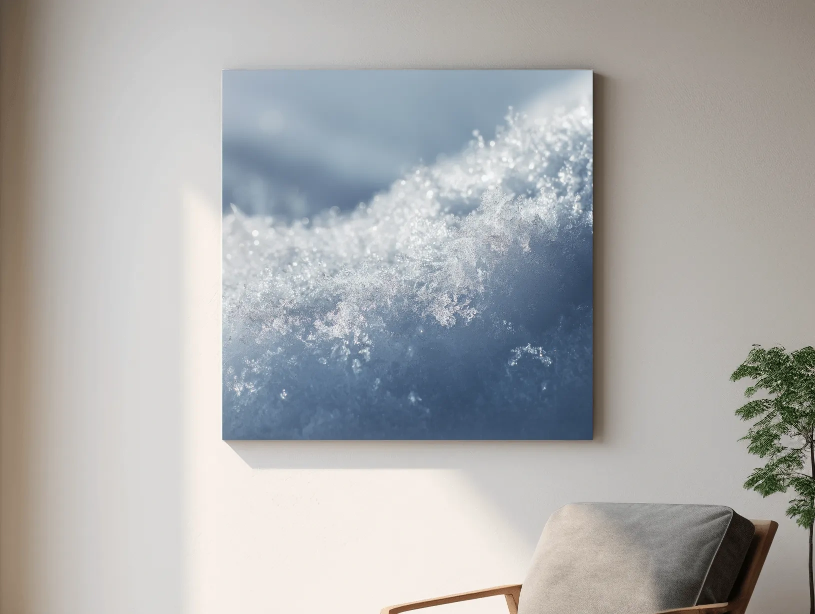 Sparkling Snowflake Ice Crystal Macro - Minimalist Winter Nature Wall Art