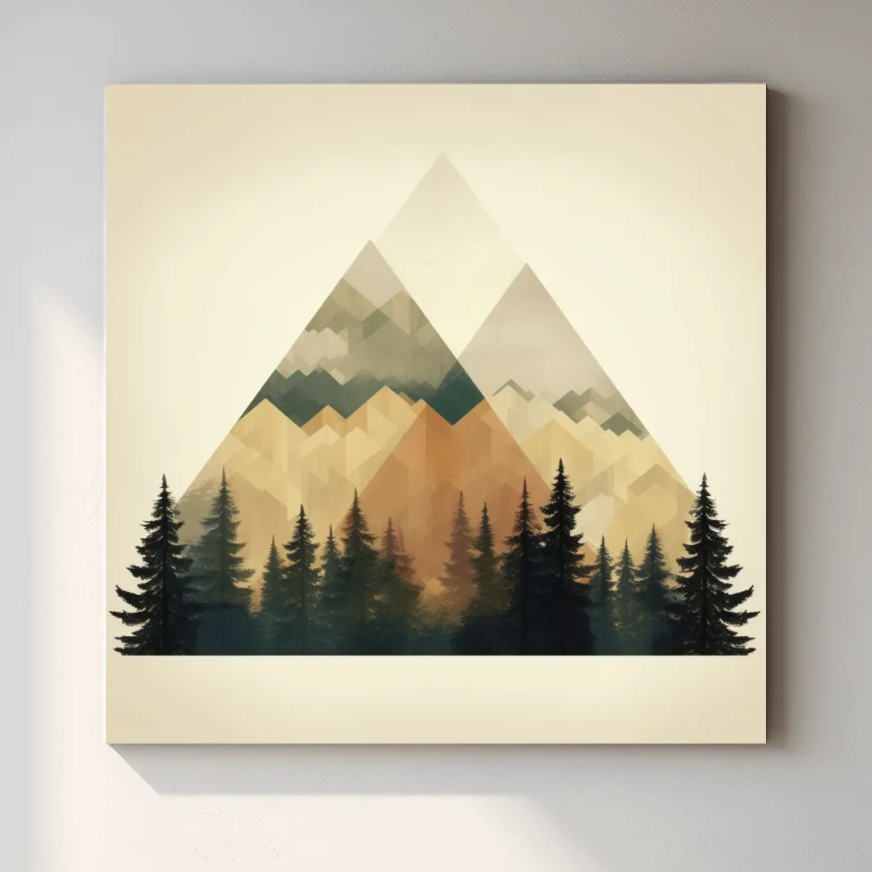 Minimal patterned mountain artwork