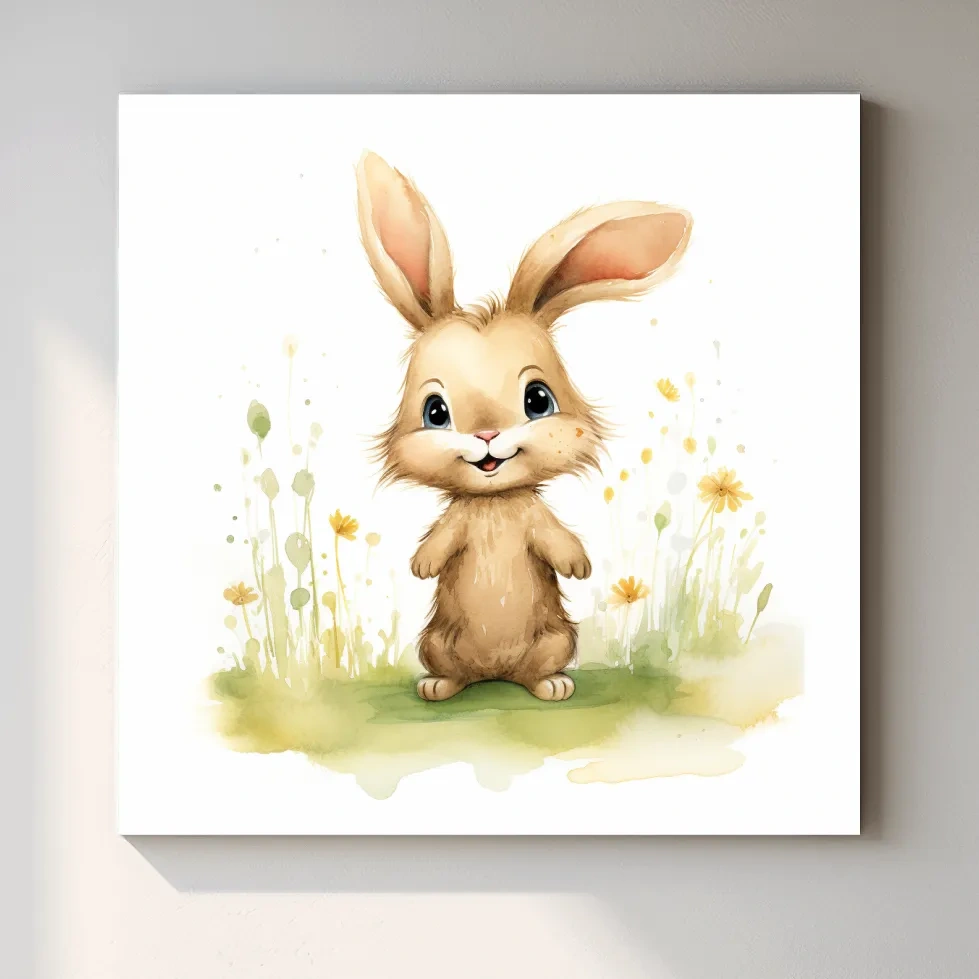 Watercolor painting of a cute bunny rabbit - childrens nursery art