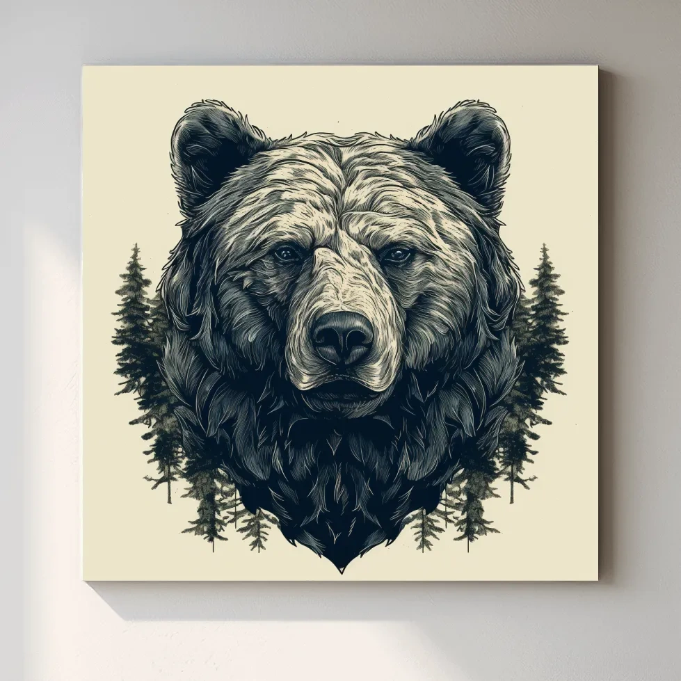 Artistic illustration of a black bears head