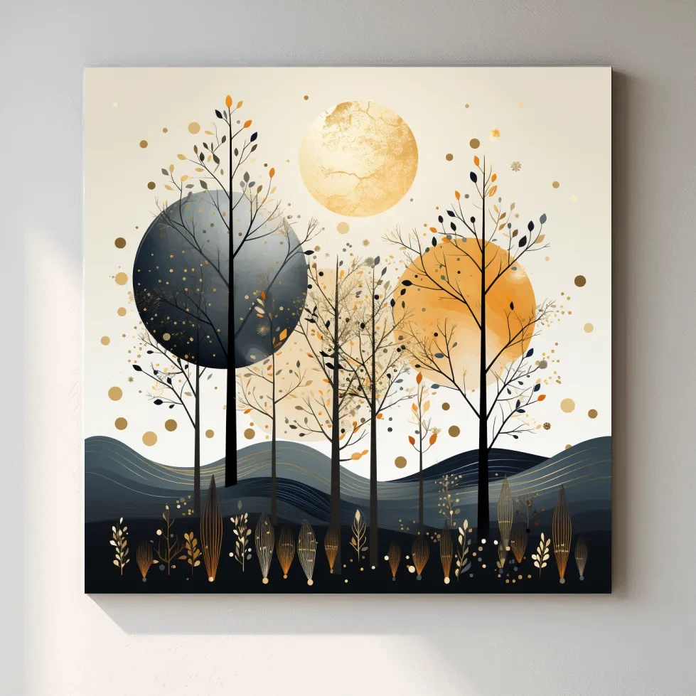 Surreal illustation of a chic boho forest