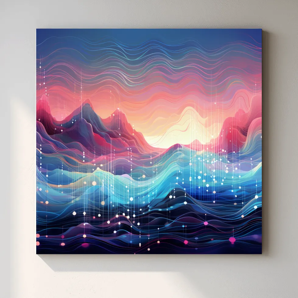 Funky colorful soundwave mountain patterns