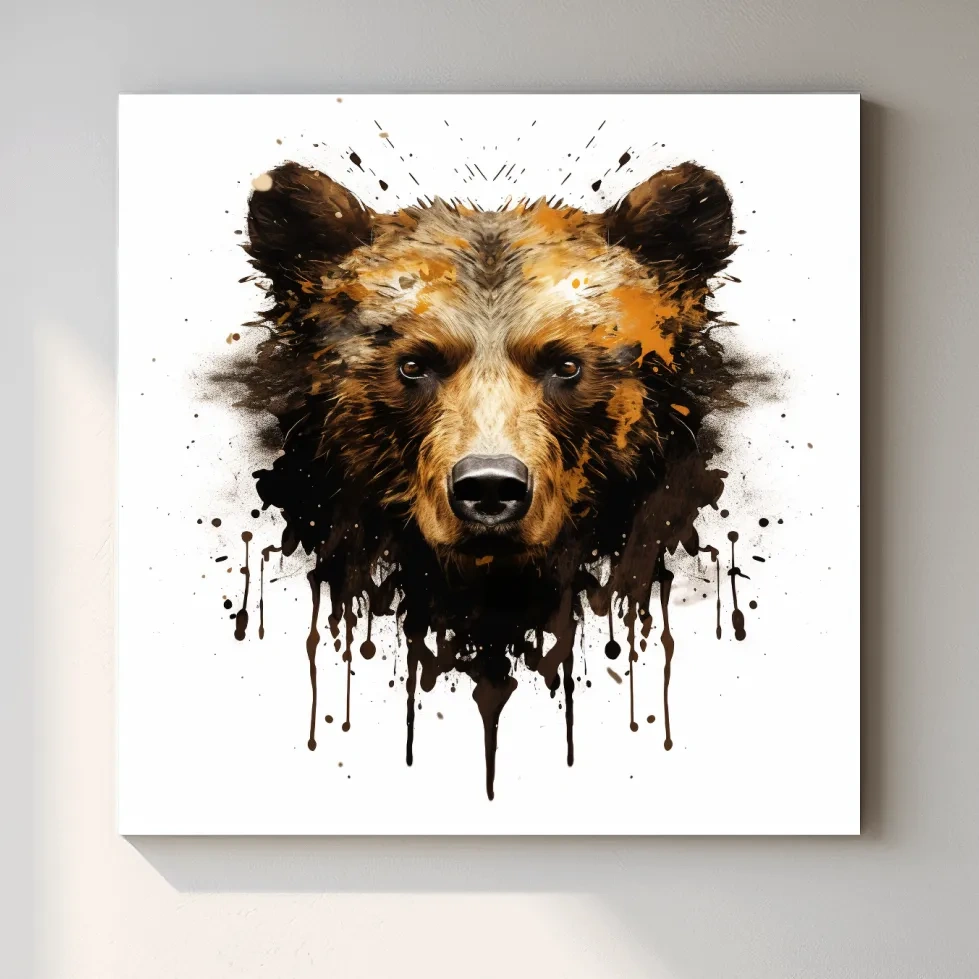 Rorschach inkblot style painting of a bear head