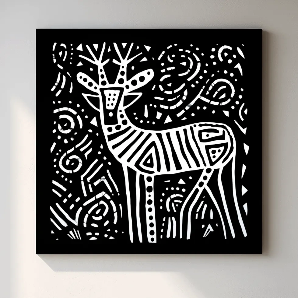 Simple tribal style doodle illustration of a deer