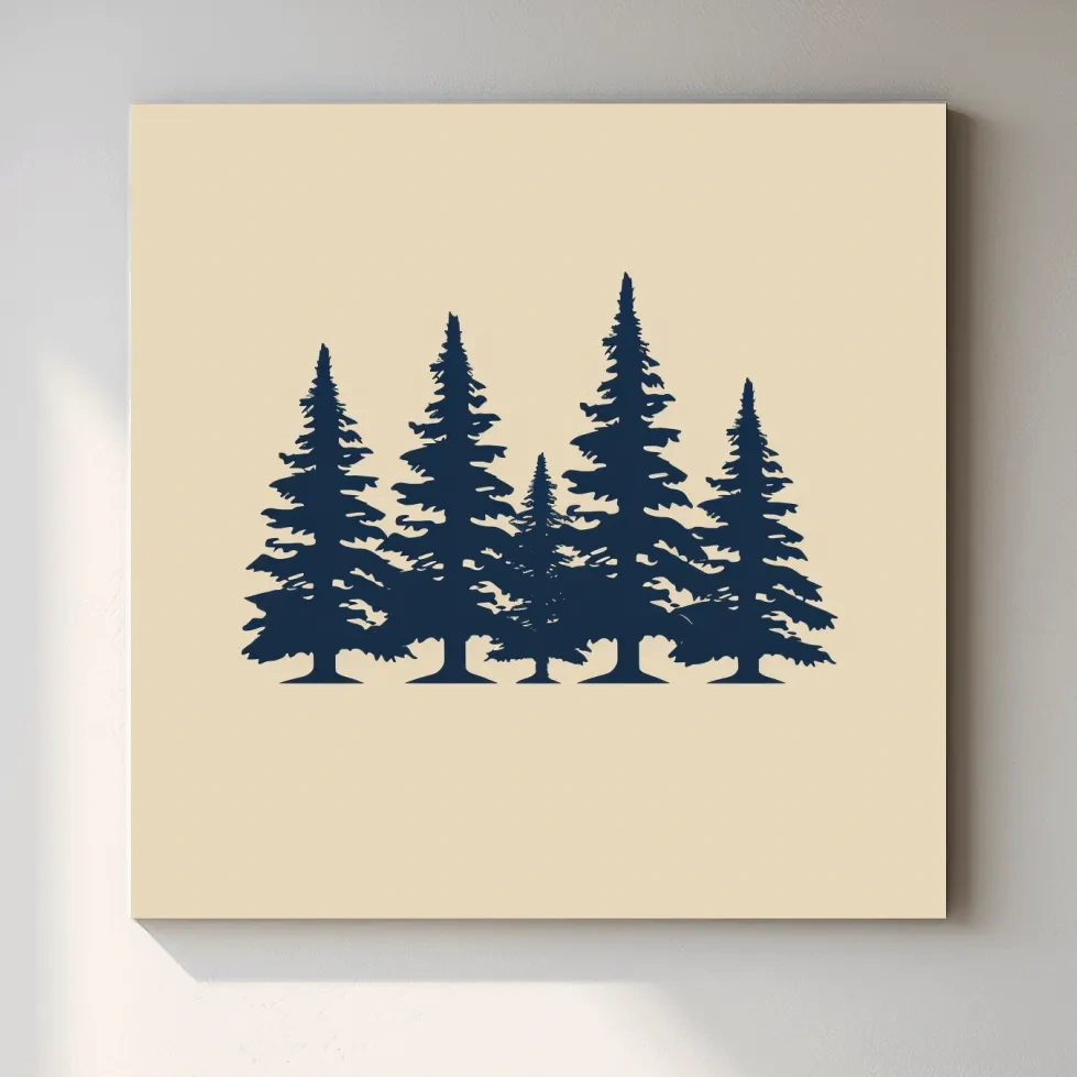 Minimal artwork, alpine treeline silhouette