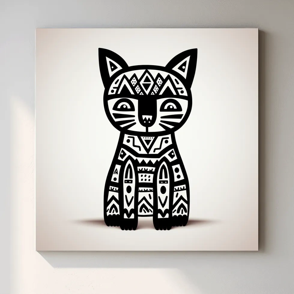 Outline of a quirky cartoon cat, minimal doodle art illustration
