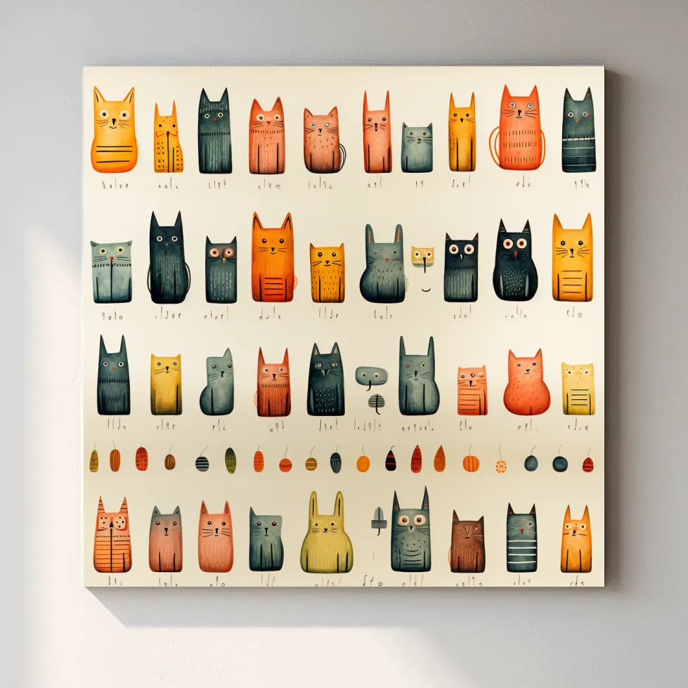 Quirky cats illustration artwork print