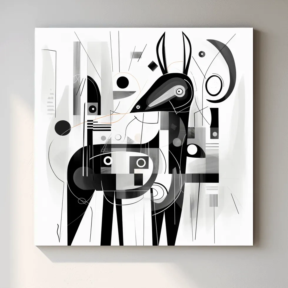 Abstract geometric painting of a deer