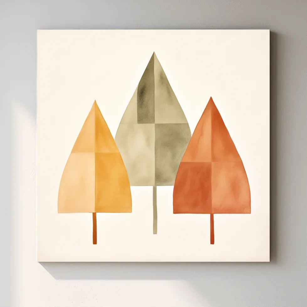 Minimal boho art, rustic trees