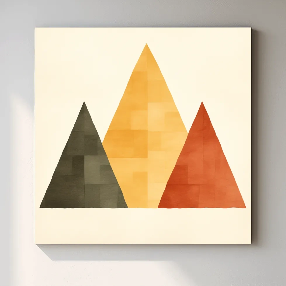 Minimal geometic mountain art, rustic boho style illustration
