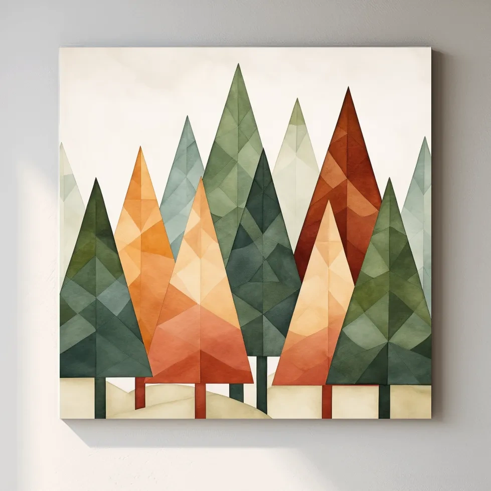 Rustic minimal forest art illustration
