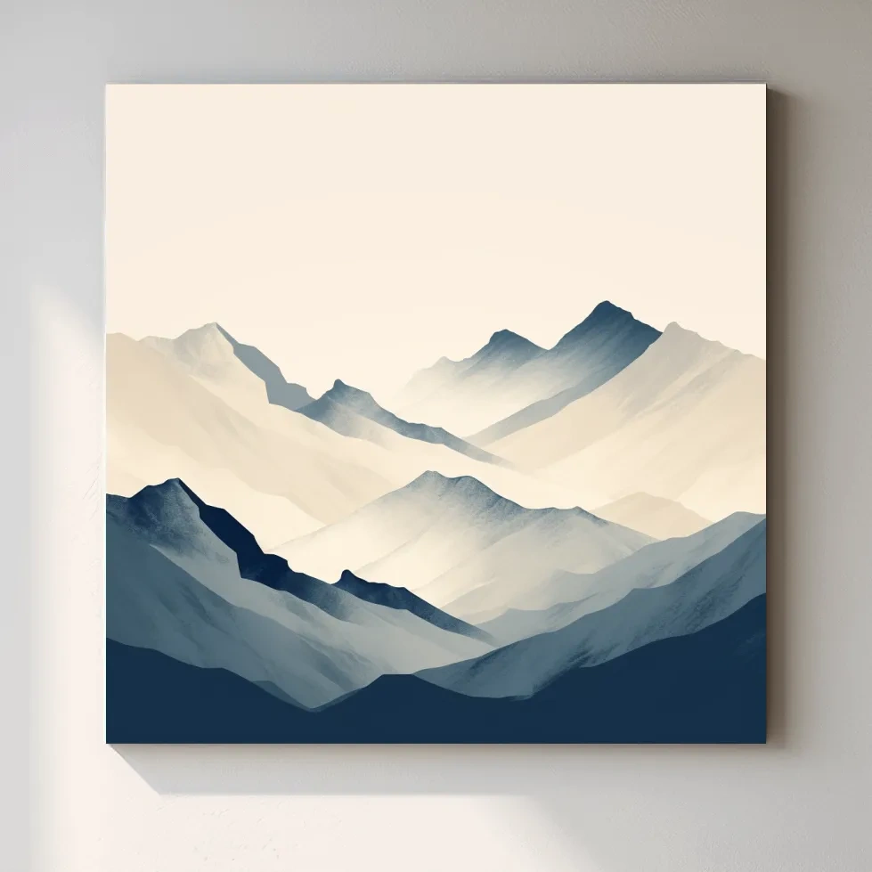 Rustic mountain artwork, minimal mountain shapes