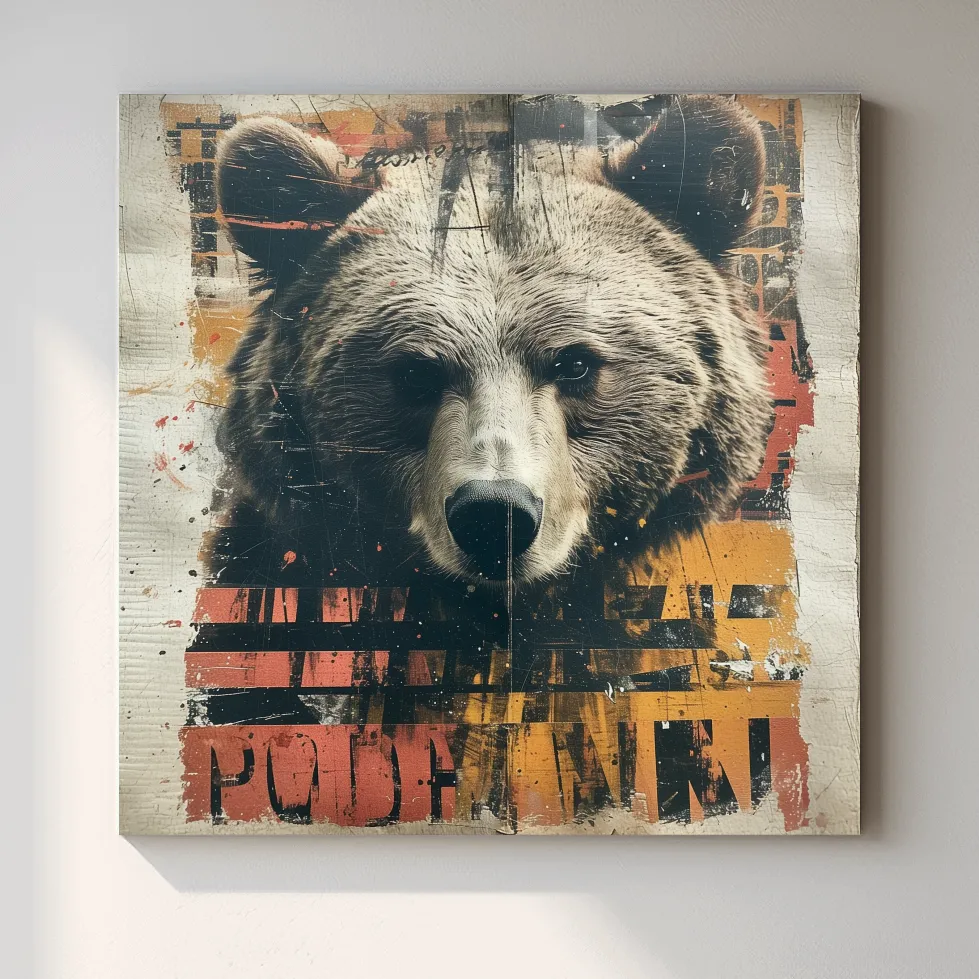 Grizzly bear collage artwork illustration