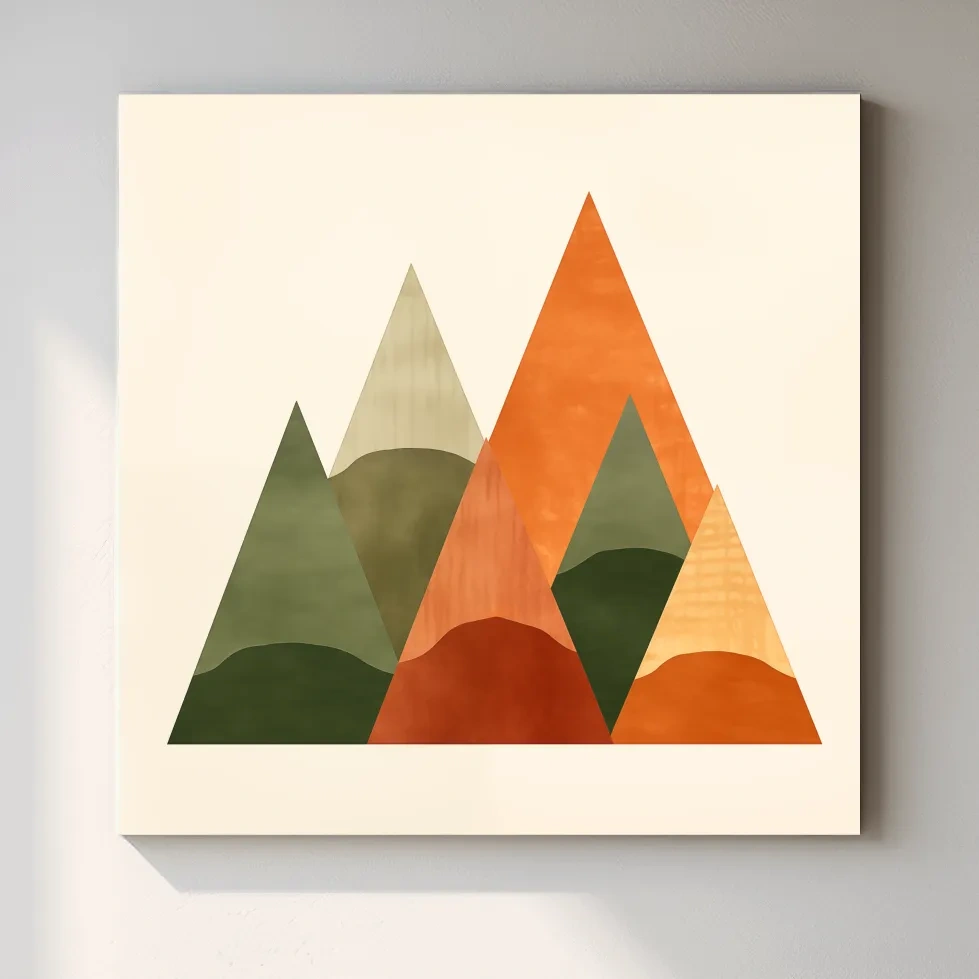 Rustic boho geometic mountain art illustration