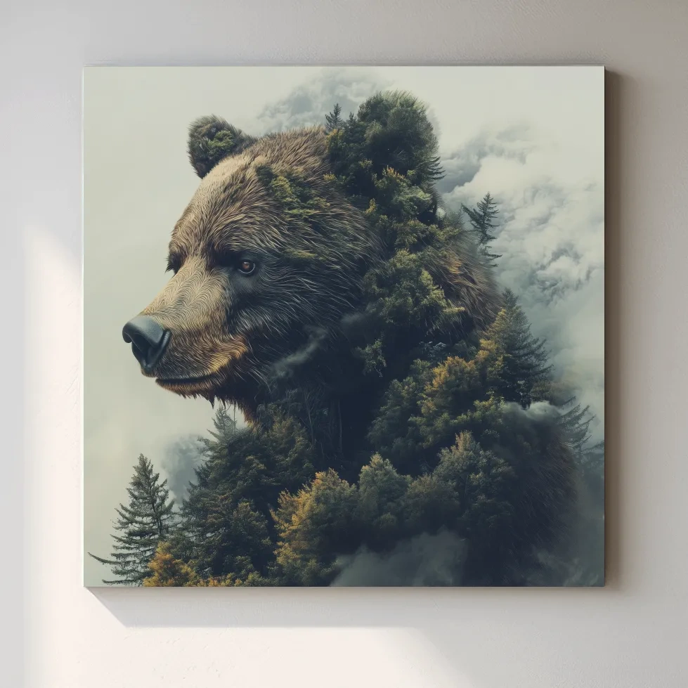 Surreal Grizzly Bear Forest - Wildlife Nature Wall Art