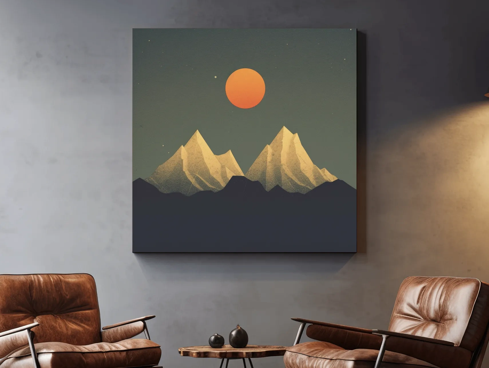 Minimal art of snow capped mountains