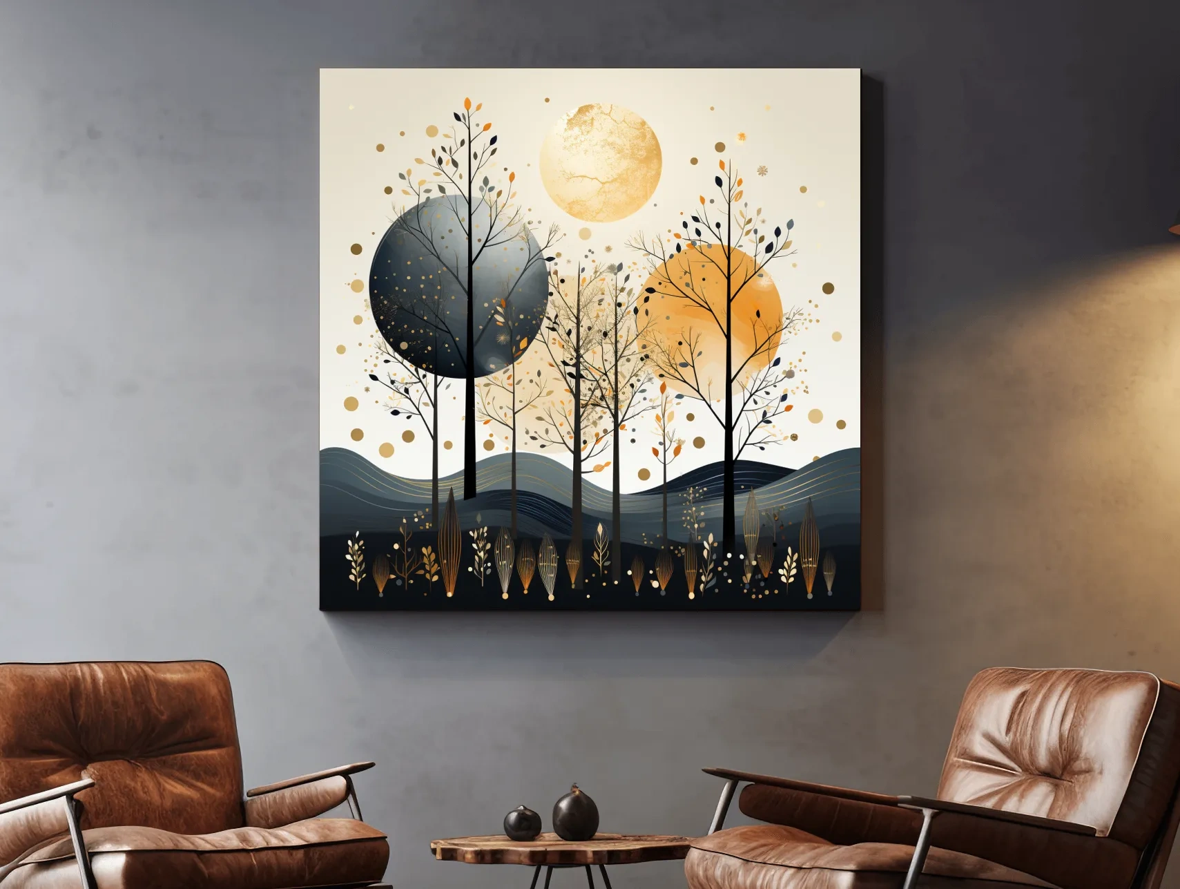 Chic Boho Tree Forest Landscape - Surreal Modern Wall Art