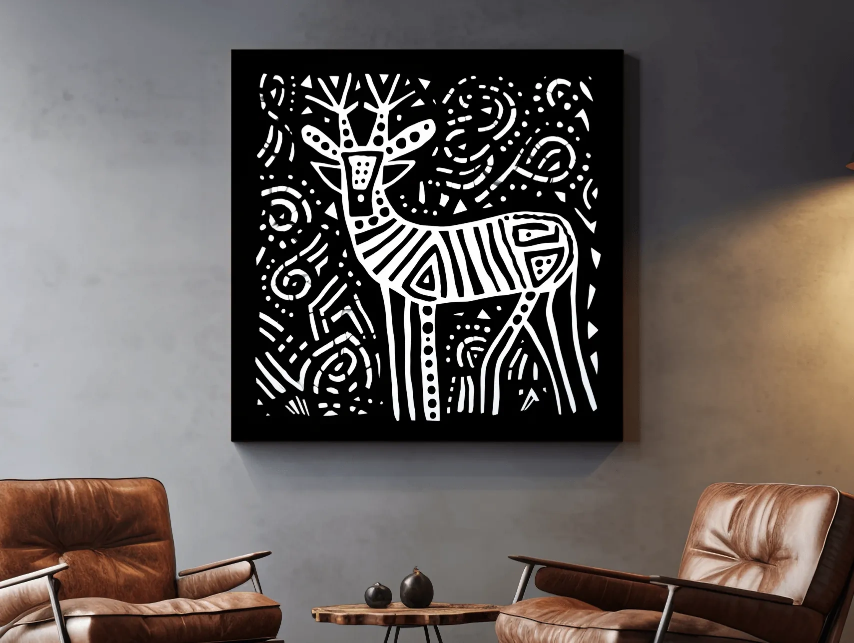 Simple tribal style doodle illustration of a deer