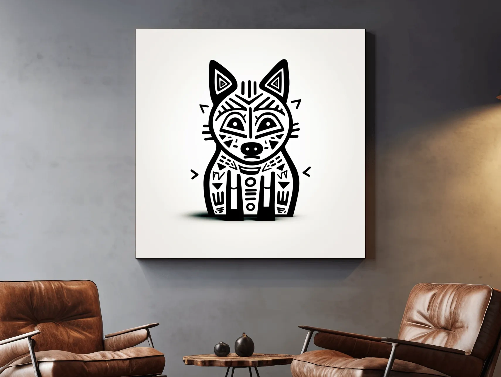 Outline of a cartoon fox, quirky doodle art