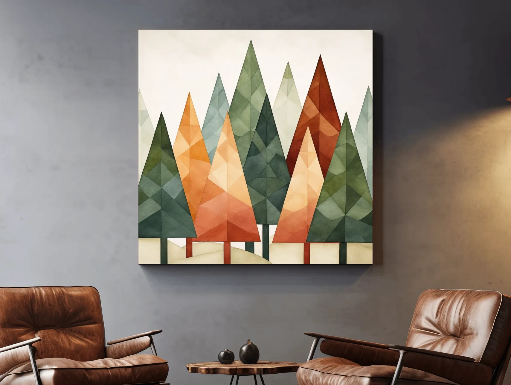 Rustic Watercolor Pine Forest - Scandinavian Nature Wall Art