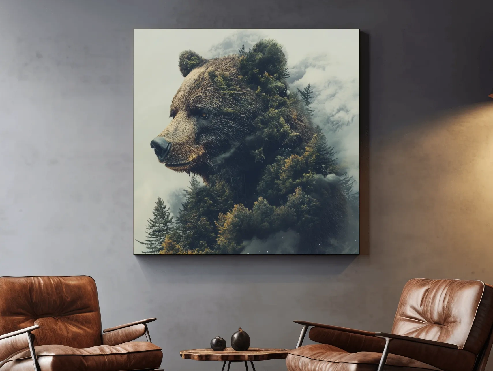 Surreal Grizzly Bear Forest - Wildlife Nature Wall Art